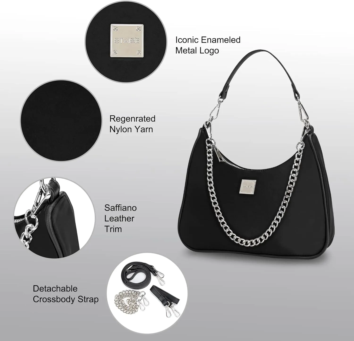 Shoulder Bags for Women, Trendy Crocodile Handbag Purses, Women’s Leather Crossbody Bag with Adjustable Straps/Chain