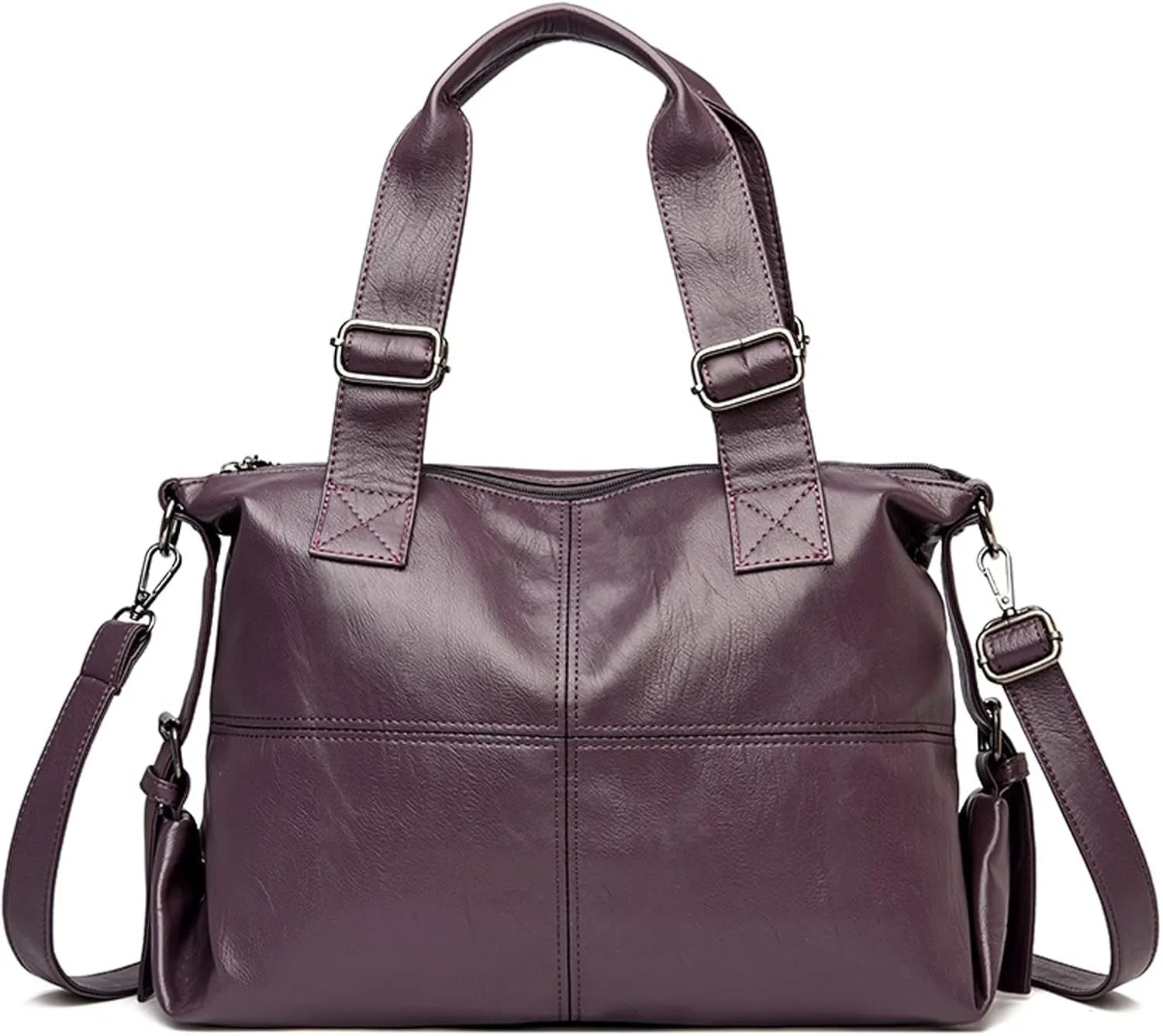 Shoulder Bags Genuine Leather Women's Handbags, Casual Messenger Bags, PU Textured Temperament Handbags and Soft Leather Shoulder Bags(Purple)