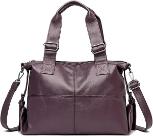 Shoulder Bags Genuine Leather Women's Handbags, Casual Messenger Bags, PU Textured Temperament Handbags and Soft Leather Shoulder Bags(Purple)