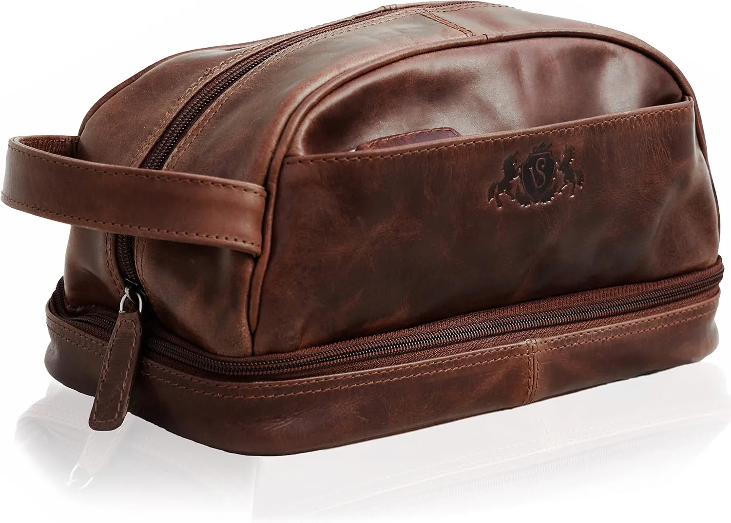 SID & VAIN wash bag ALEX Large Overnight Wash Gym Shaving Bag For Men's real leather toiletry bag leather bag Male brown