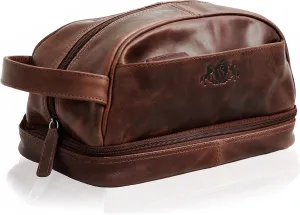 SID & VAIN wash bag ALEX Large Overnight Wash Gym Shaving Bag For Men's real leather toiletry bag leather bag Male brown