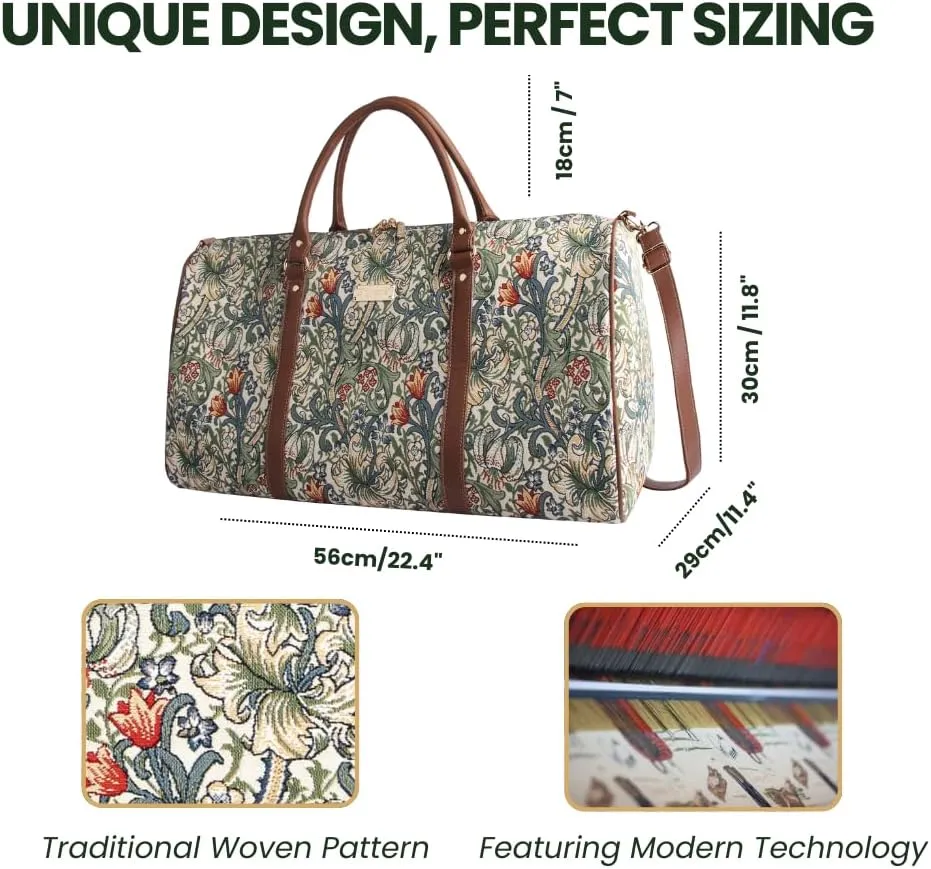 Signare Tapestry Large Travel Duffle Bag Ladies Overnight Weekender Carryon Gym Sports Duffel bags for Women