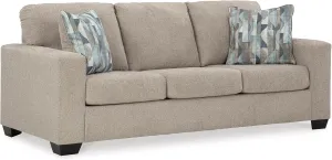 Signature Design by Ashley Deltona Contemporary 2-in-1 Sofa Sleeper with Folding Gel Memory Foam Mattress and 2 Accent Pillows, Queen, Beige