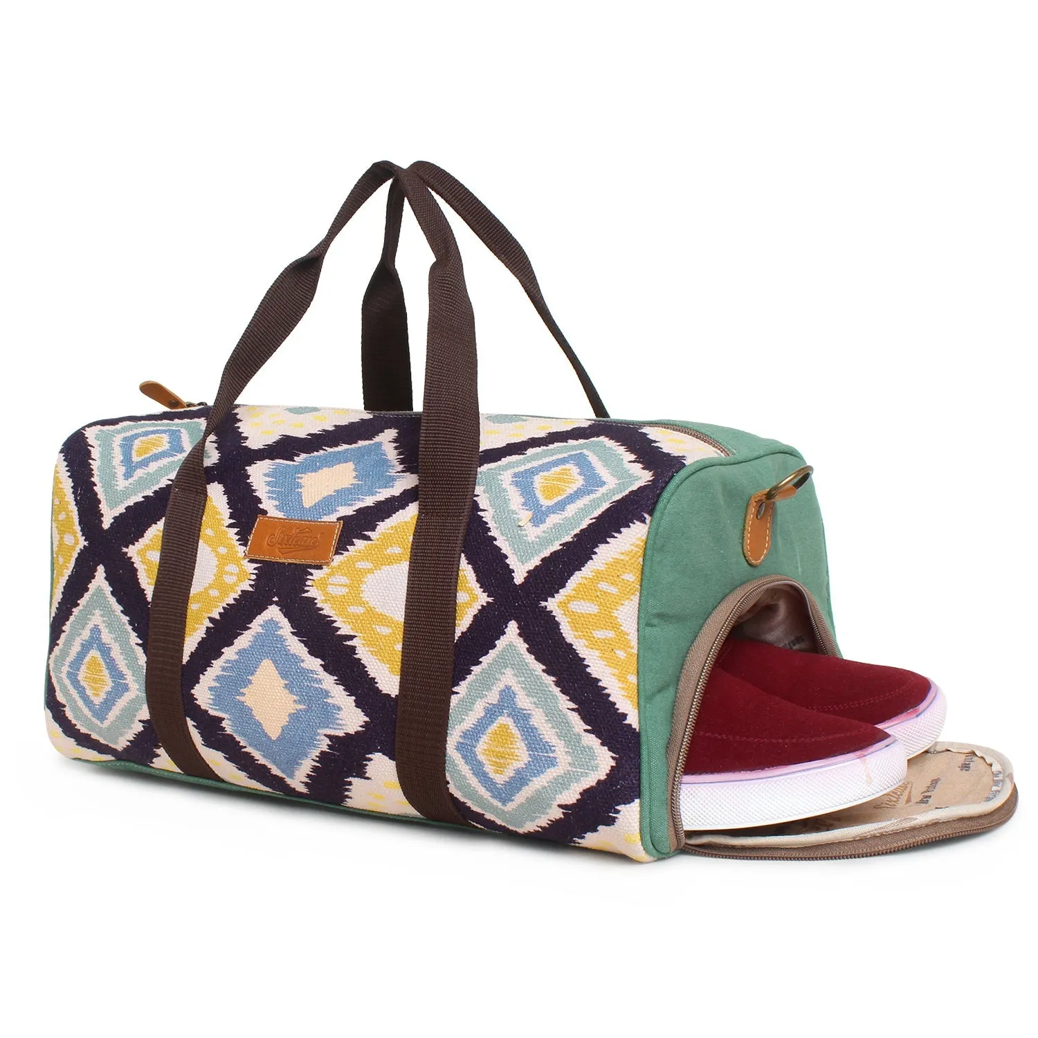 Sixtease Up-cycled Canvas Duffle Bag: Sustainable Style, Urban Adventure, Perfect for Eco-Conscious Explorers and Trendsetting Travelers! - (SB-4111)