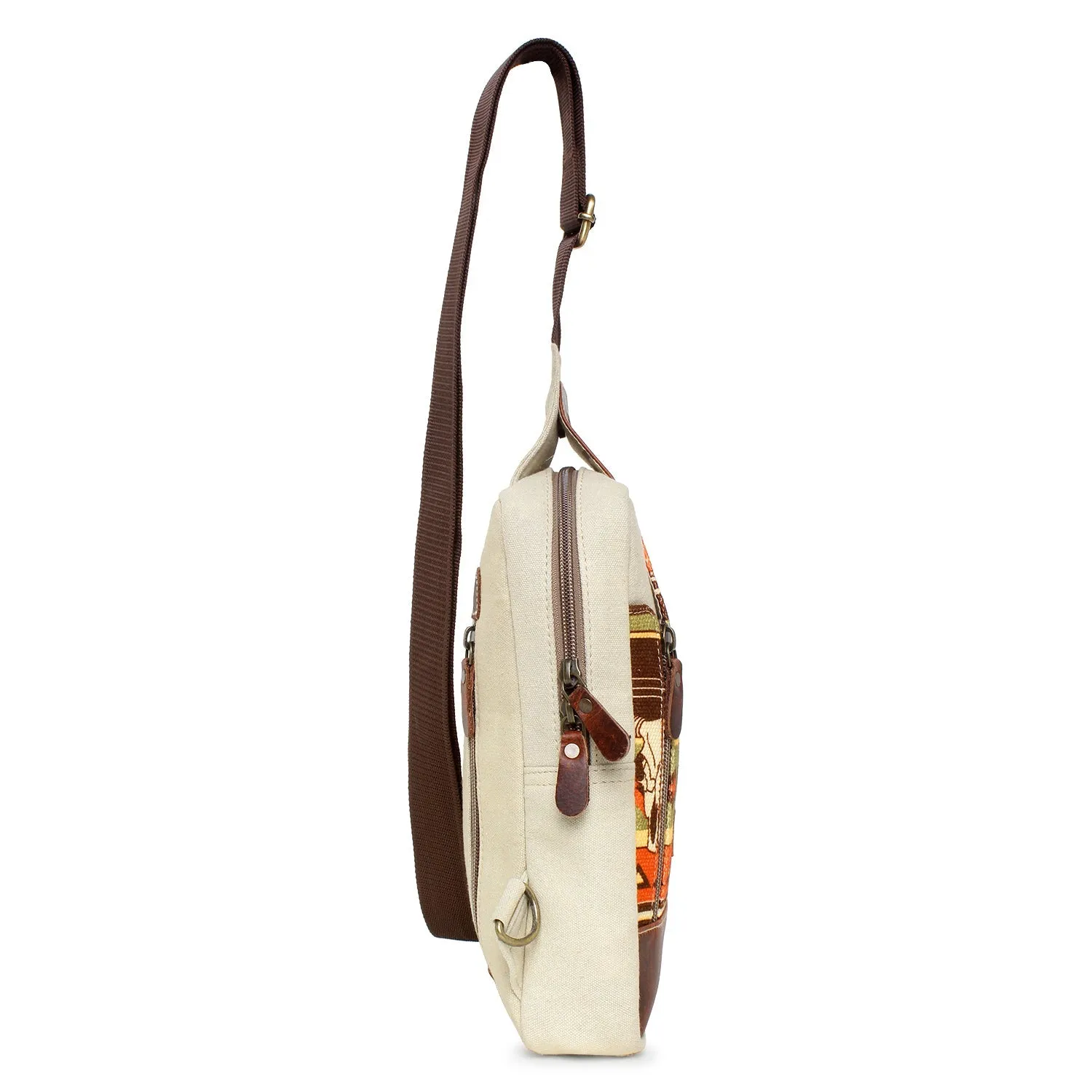 Sixtease Up-cycled Canvas Travel Sling Bag: Journey in Sustainable Style, Where Convenience Meets Eco-Friendly Craftsmanship! - (SB-4180)