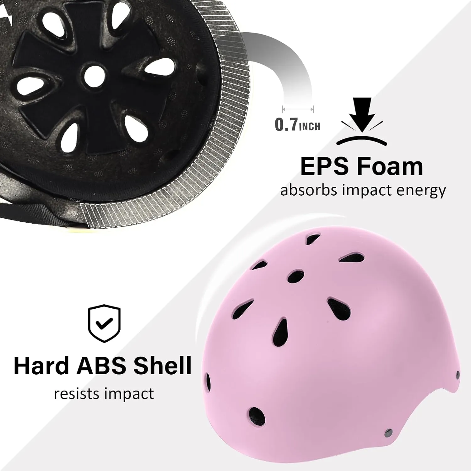 Skateboard Bike Helmet, Lightweight Adjustable, Multi-Sport for Bicycle Skate Scooter, 3 Sizes for Adult Youth & Kids