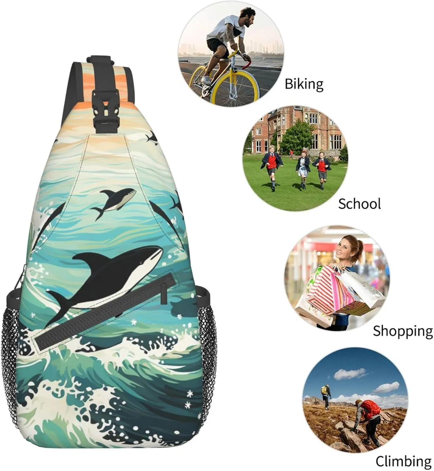 Sling Bag for Women Men Pacific Ocean biological Cross Chest Bag Diagonally Casual Fashion Travel Hiking Daypack