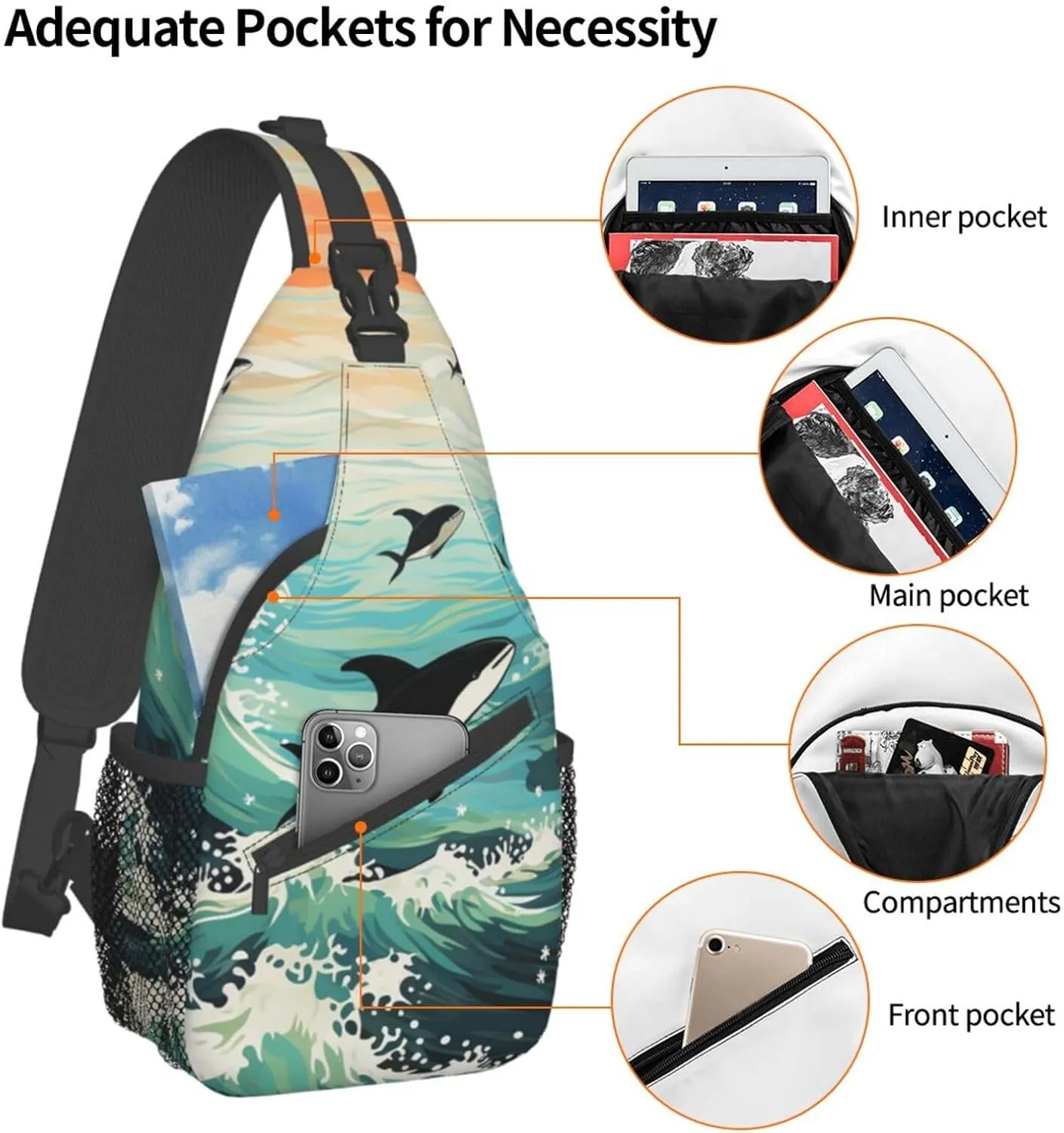 Sling Bag for Women Men Pacific Ocean biological Cross Chest Bag Diagonally Casual Fashion Travel Hiking Daypack
