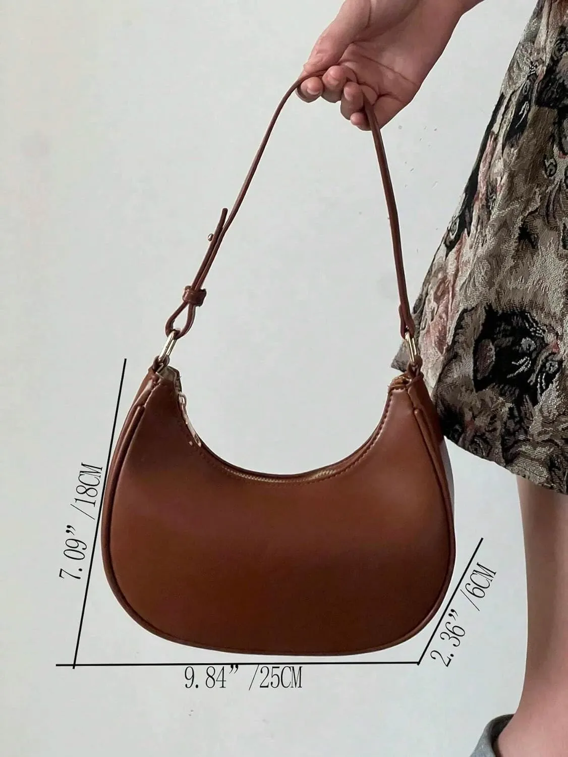 Small Crescent Leather Shoulder Bag for Women Crossbody Clutch Hobo Tote Purses Hangbags