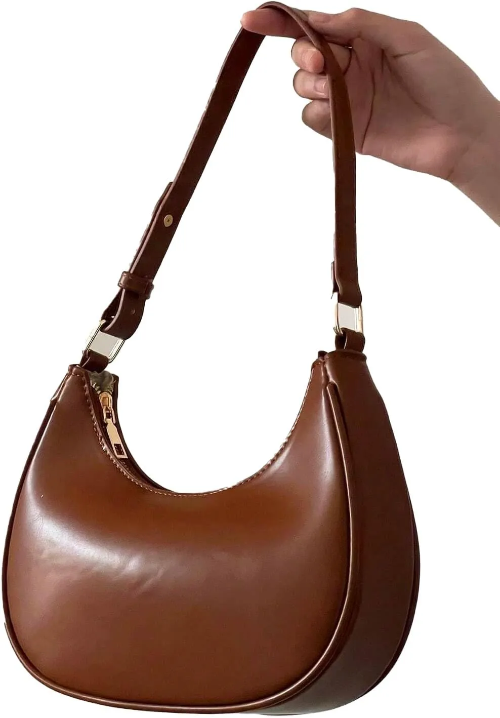 Small Crescent Leather Shoulder Bag for Women Crossbody Clutch Hobo Tote Purses Hangbags