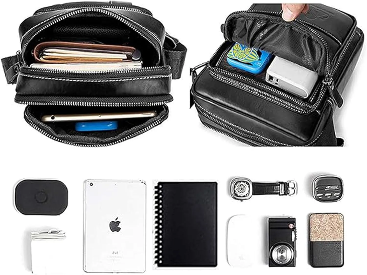Small Crossbody Bags for Men Women,Genuine Leather Messenger Purse,Trendy Design Satchel Bag