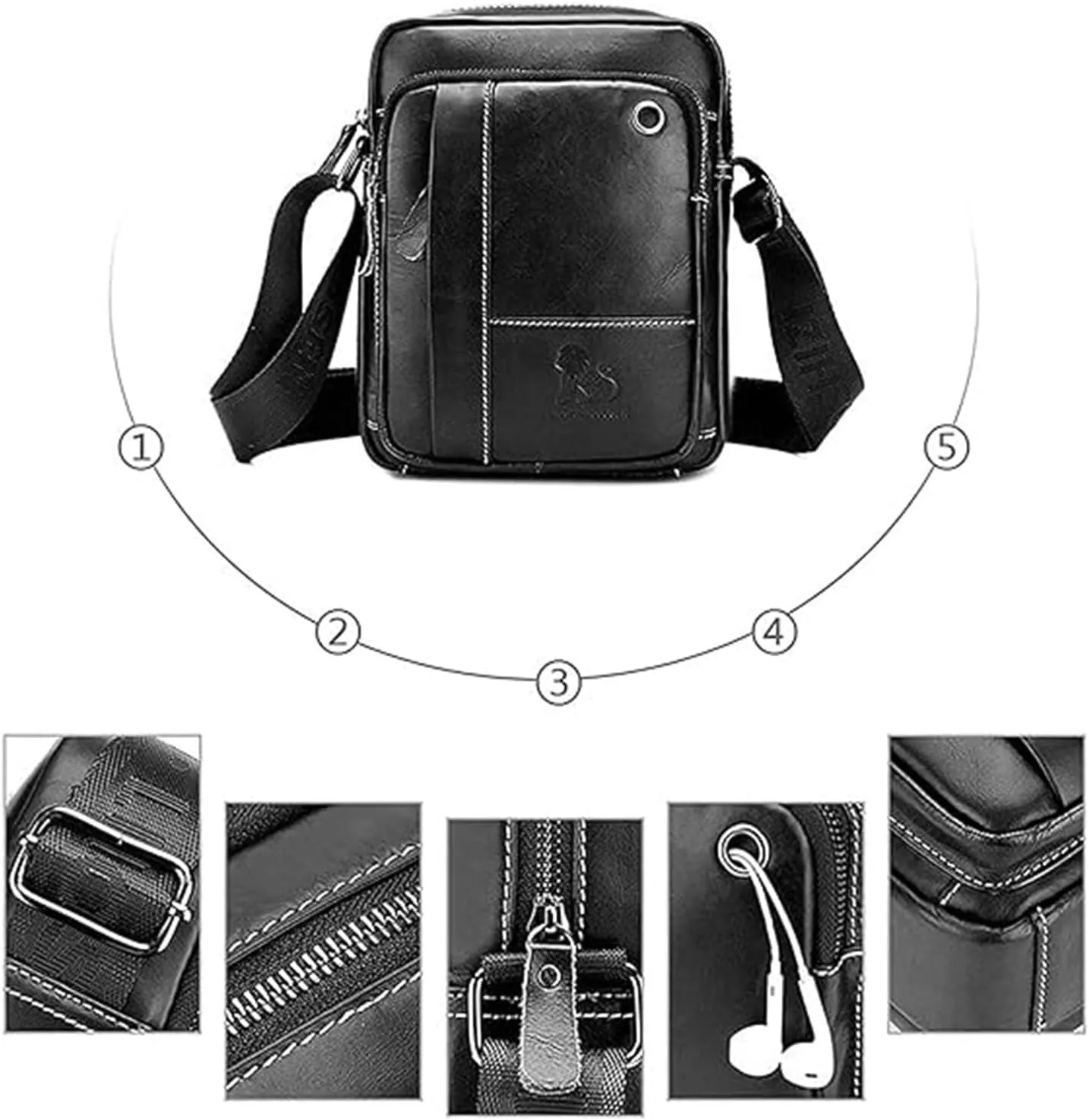 Small Crossbody Bags for Men Women,Genuine Leather Messenger Purse,Trendy Design Satchel Bag