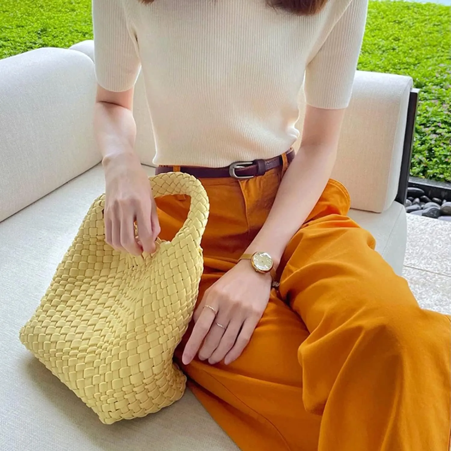 Small Woven Bags for Women Cute Hobo Tote Woven Handbag Mini Clutch Purse vegan leather Crossbody bags Shoulder Handmade Bag