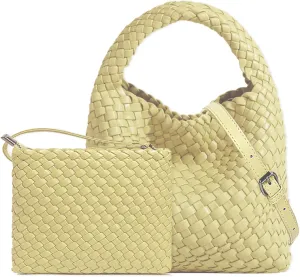 Small Woven Bags for Women Cute Hobo Tote Woven Handbag Mini Clutch Purse vegan leather Crossbody bags Shoulder Handmade Bag
