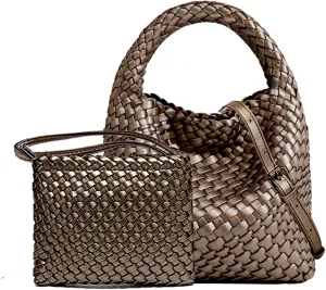 Small Woven Bags for Women Cute Hobo Tote Woven Handbag Mini Clutch Purse vegan leather Crossbody bags Shoulder Handmade Bag