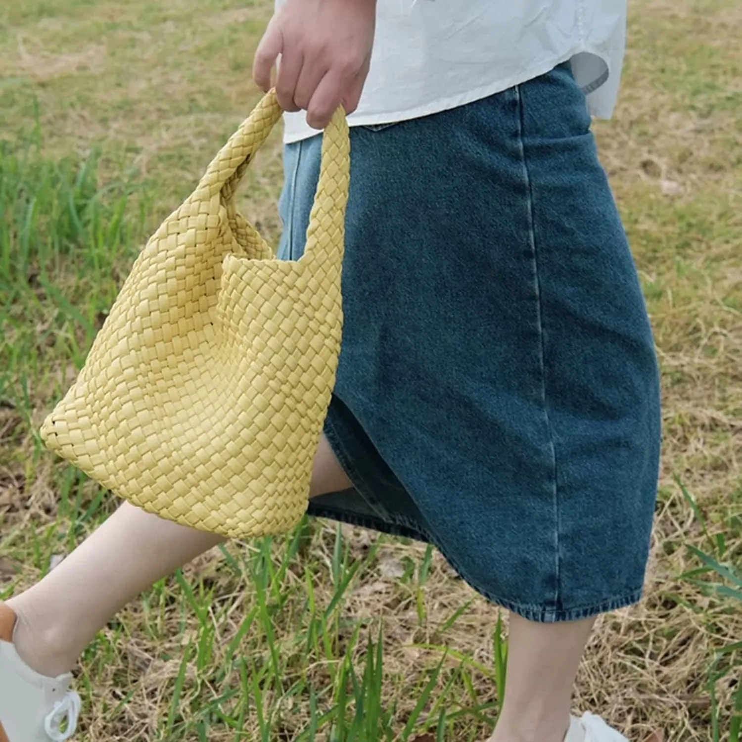 Small Woven Bags for Women Cute Hobo Tote Woven Handbag Mini Clutch Purse vegan leather Crossbody bags Shoulder Handmade Bag