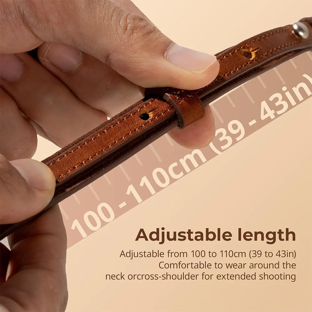 SmallRig Universal Leather Shoulder / Neck Strap with 43" Maximum Length and 10kgs Load Capacity for DSLR and Mirrorless Cameras | 5209