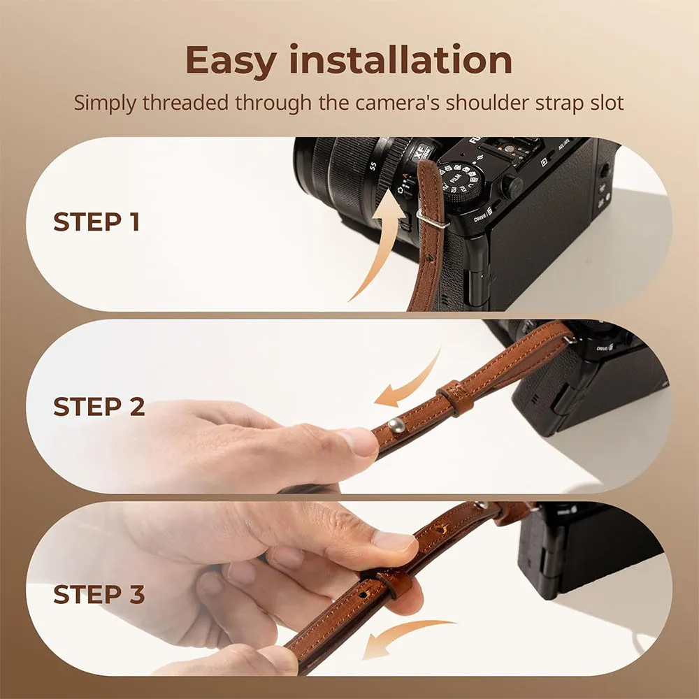 SmallRig Universal Leather Shoulder / Neck Strap with 43" Maximum Length and 10kgs Load Capacity for DSLR and Mirrorless Cameras | 5209