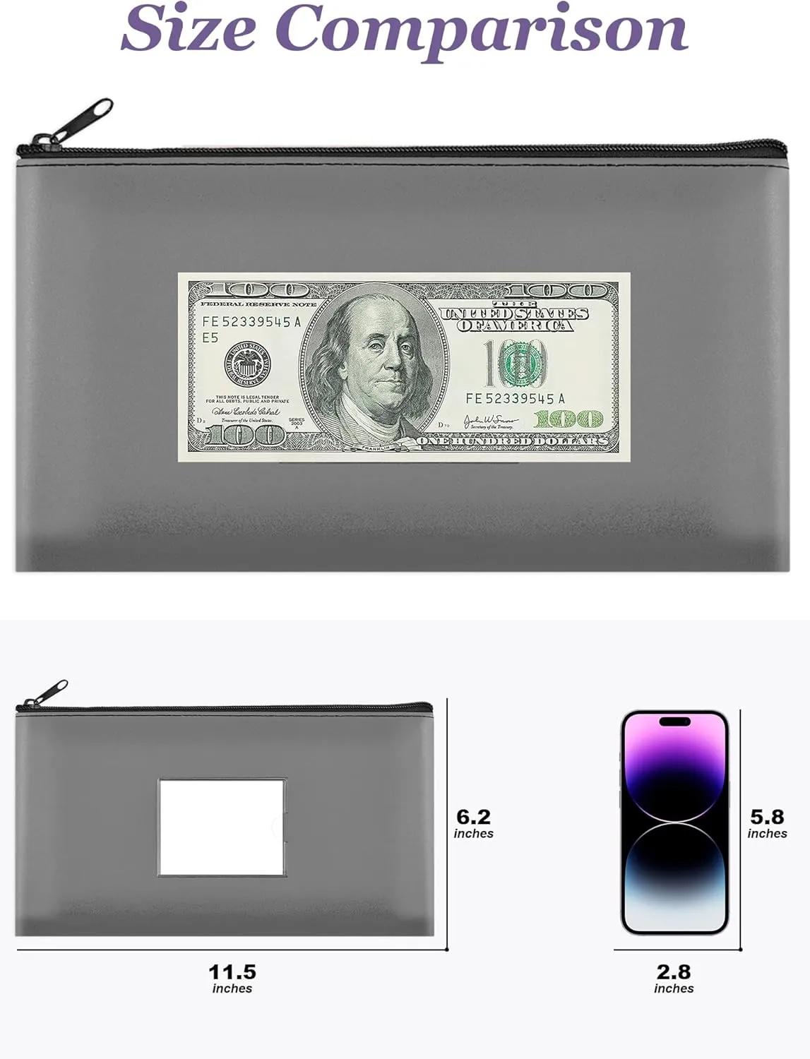 SMARTAKE 10-Pack Bank Deposit Money Bags with Zipper, 10 Colors Leather Bags Wallet Pouches with Label, Makeup Bags, for Cash, Coins, Cosmetics, Invoice, Bills, Tools, 11.5 x 6.2 Inches