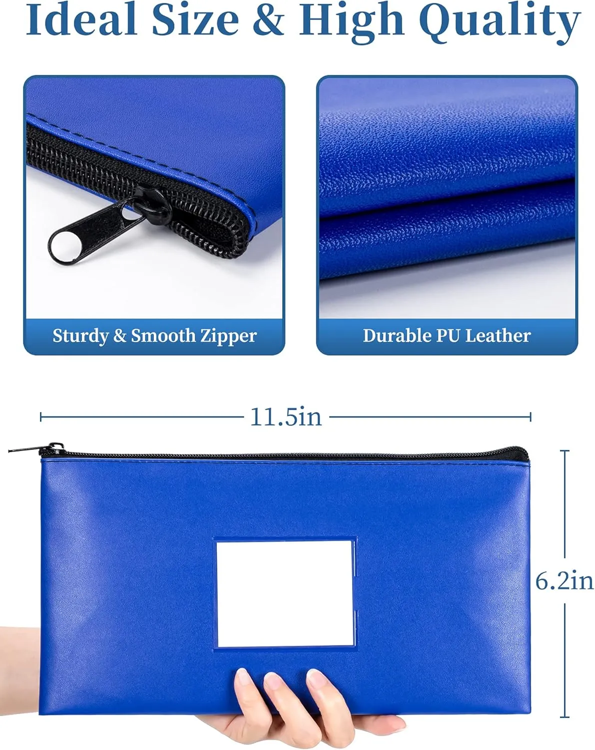 SMARTAKE 10-Pack Bank Deposit Money Bags with Zipper, 10 Colors Leather Bags Wallet Pouches with Label, Makeup Bags, for Cash, Coins, Cosmetics, Invoice, Bills, Tools, 11.5 x 6.2 Inches