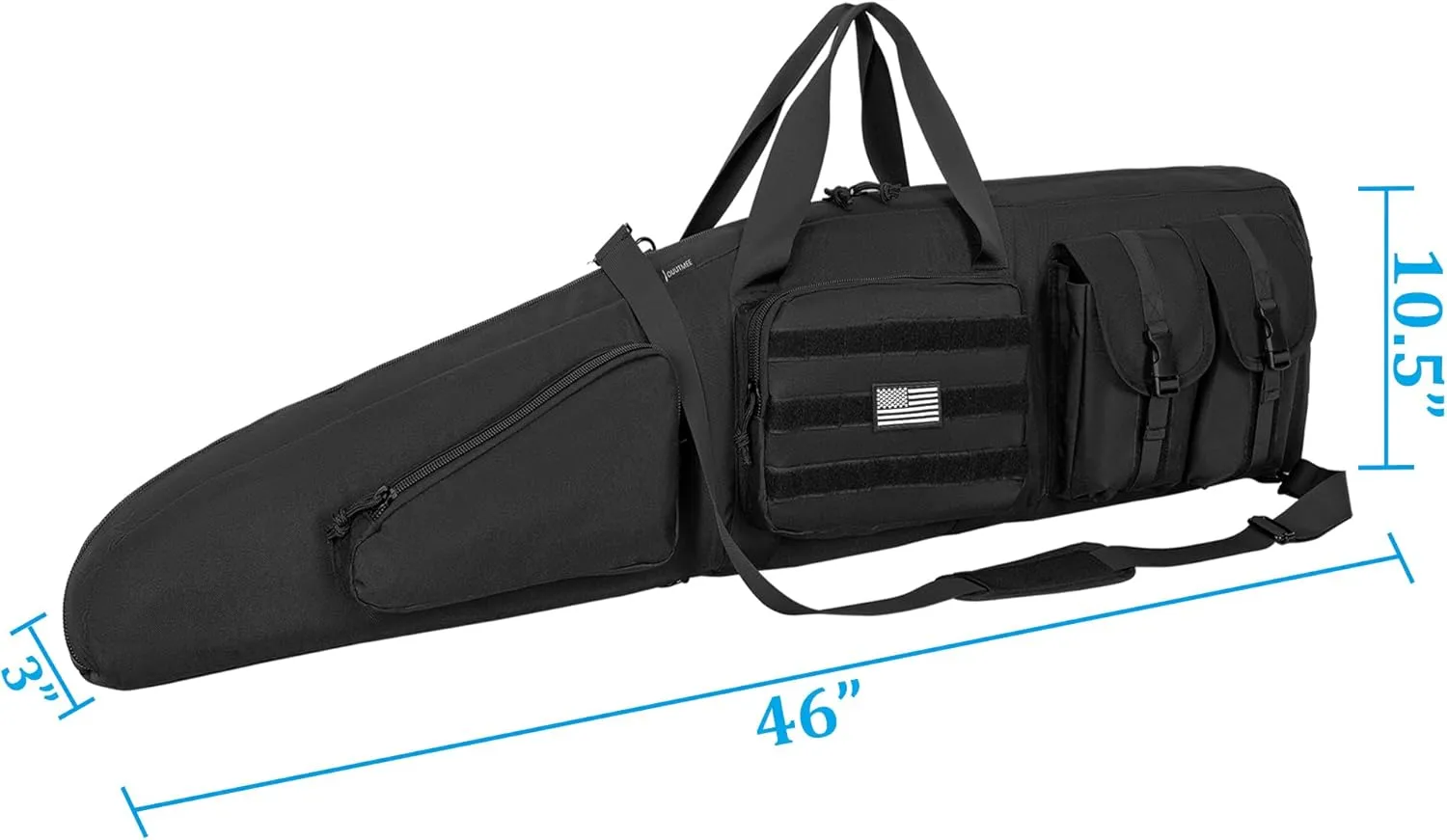 Soft Double Shotgun Rifle Case 38"/42"/46"/52" Long Rifle Bag for Hunting Shooting Range, Firearm Transportation, With Multiple Magazine Holder Pouches