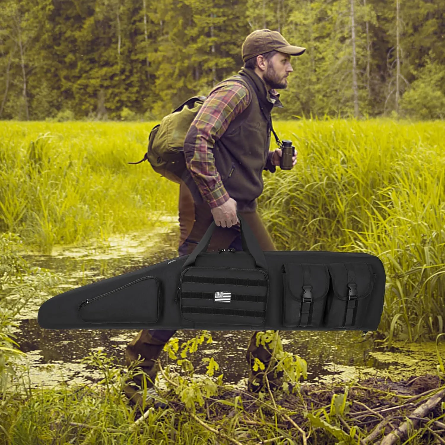 Soft Double Shotgun Rifle Case 38"/42"/46"/52" Long Rifle Bag for Hunting Shooting Range, Firearm Transportation, With Multiple Magazine Holder Pouches