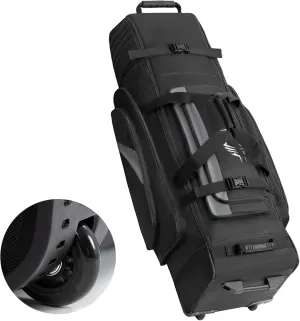 Soft-Sided Golf Travel Bag Cover with Wheels, 1680D Material with Padded Head and Leather Accents, Foldable Travel Golf Bags for Airlines