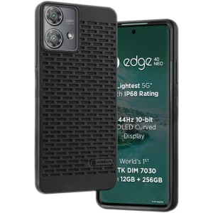 Soft Silicone Mobile Back Cover For Motorola Edge 40 Neo 5G with Dash Type Groove and Matte Gray Camera Ring
