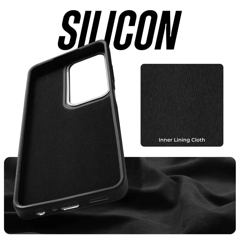 Soft Silicone Mobile Back Cover For Vivo V40 Pro 5G with Dash Type Groove and Matte Gray Camera Ring