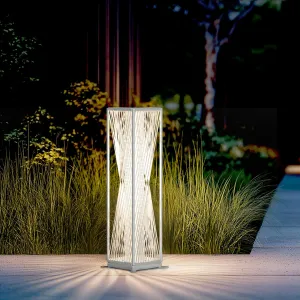 Solar Yard Outdoor Solar Floor Lamp Resin Wicker Solar Light Outdoor Waterproof for Yard, Garden, Pathway, Deck, Dazzle Dance (White)