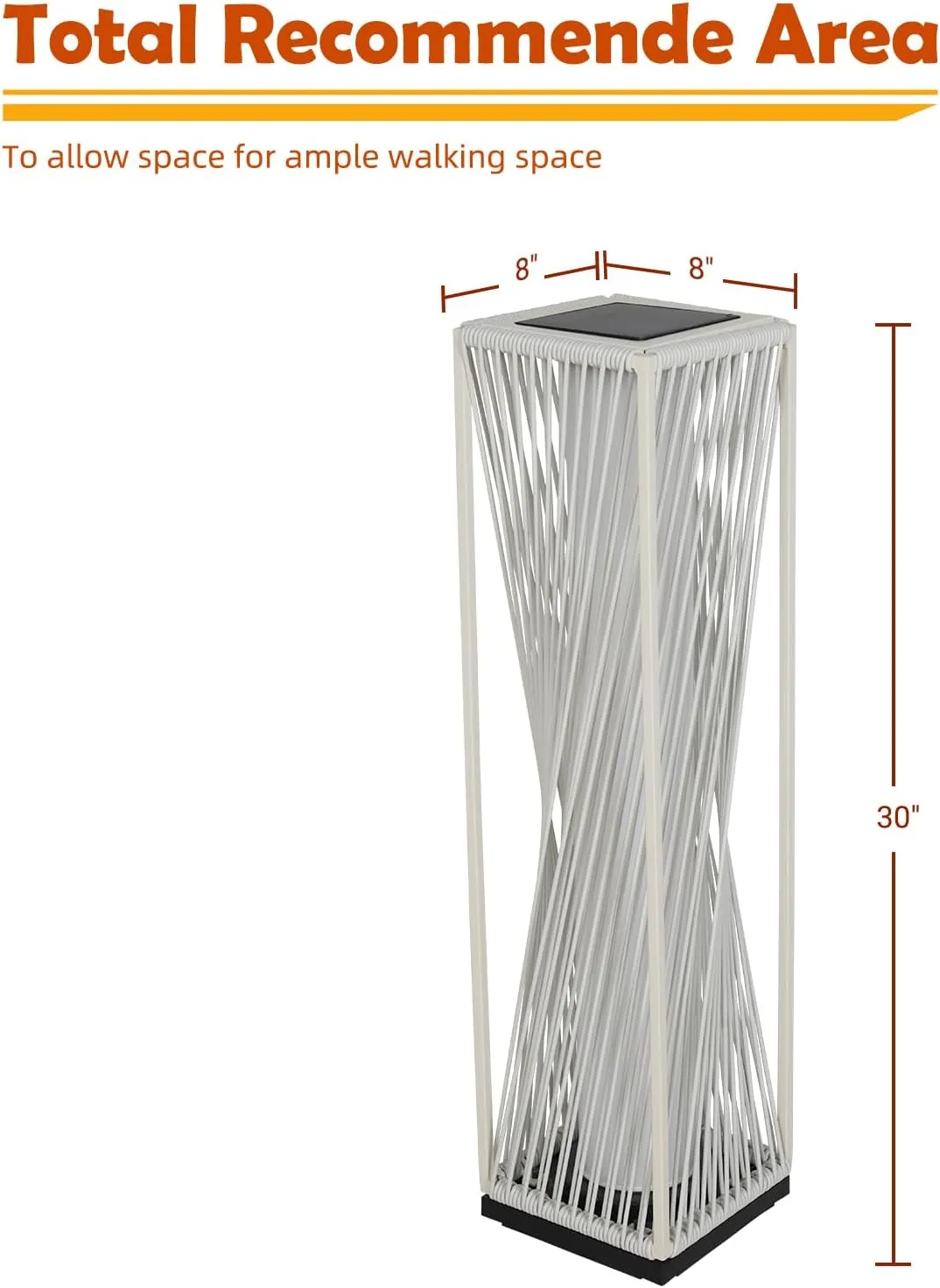 Solar Yard Outdoor Solar Floor Lamp Resin Wicker Solar Light Outdoor Waterproof for Yard, Garden, Pathway, Deck, Dazzle Dance (White)