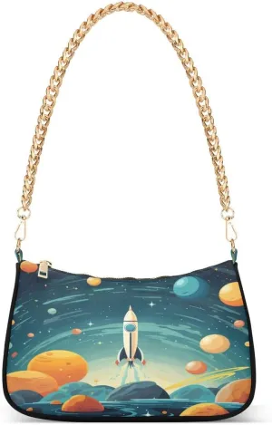 Space Galaxy Nebula Universe Tote Bag Hobo Handbag for Women Ladies Shoulder Bag Mini Clutch Purse with Zipper Closure