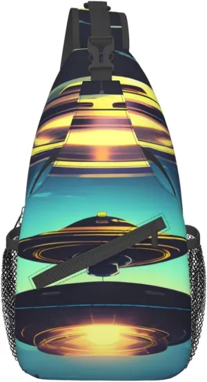 Spacecraft Descend Crossbody Bag, *Men'S And Women'S Chest Crossbody Bag, Zipper Closure, Strap Length Adjustable