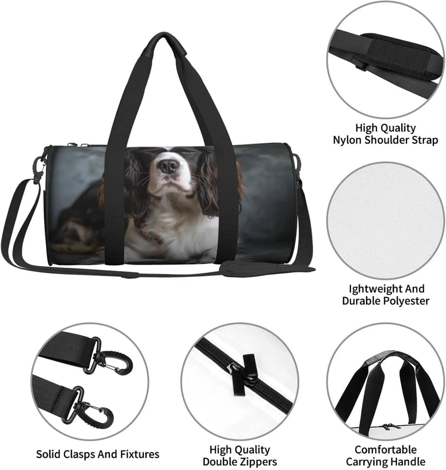 Spaniel On The Sofa Travel Duffle Bag for Men Women Sport Gym Bag Foldable Weekender Bag Carry on Overnight Bag for Travel Swimming Basketball
