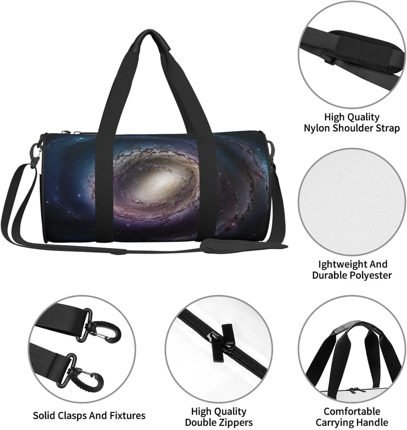 Spiral galaxy Travel Duffle Bag for Men Women Sport Gym Bag Foldable Weekender Bag Carry on Overnight Bag for Travel Swimming Basketball