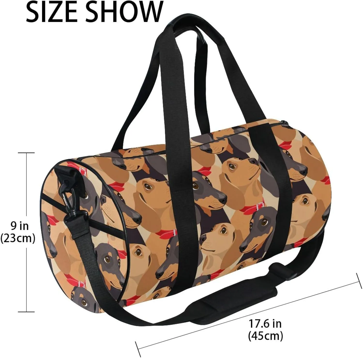 Sport Duffle Bag Travel Weekender Overnight Bag Gym Bag Womens Mens, Cartoon Dachshund Travel Duffel Bag for Plane Sport Gym Tote Bags Yoga