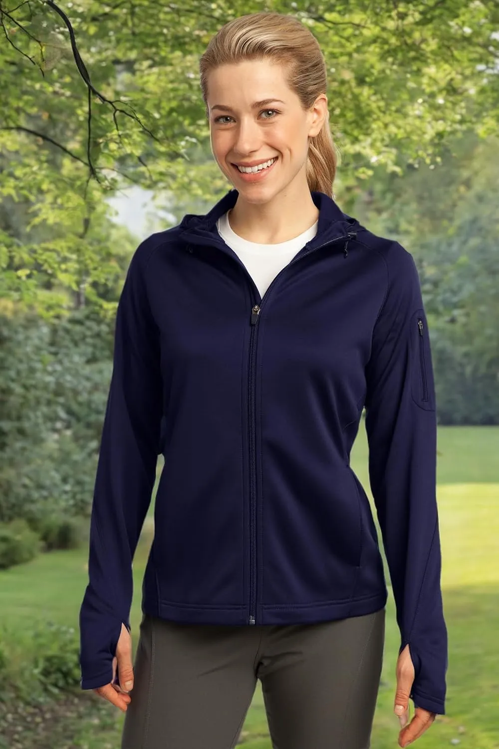 Sport-Tek® Ladies Tech Fleece Full-Zip Hooded Jacket. L248