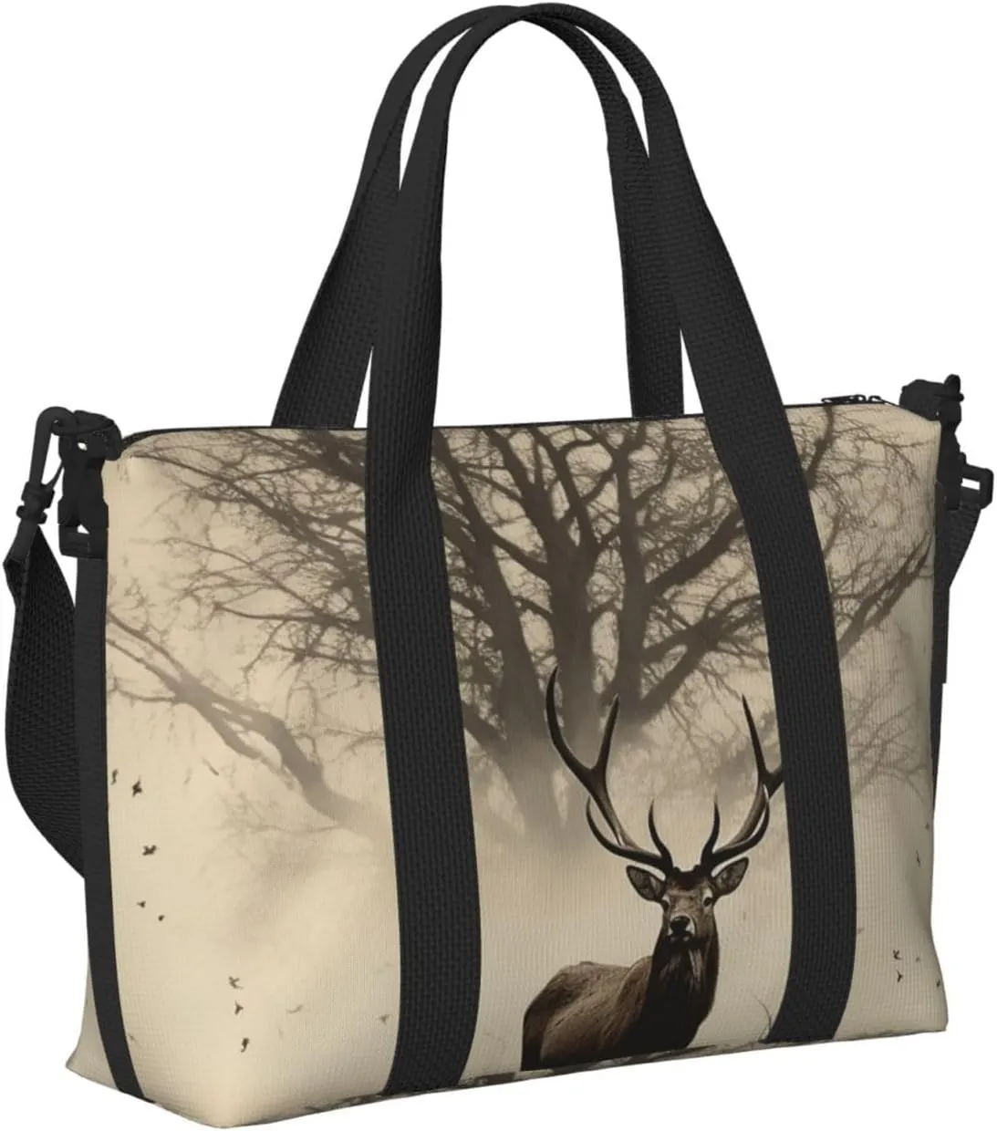 Sports Gym Bag for Women Men Travel Duffel Bag Tote Weekender Bag Carry on Overnight Bag for Travel Swimming Fitness Workout Sports Abstract Tree Elk Picture Duffle Bag