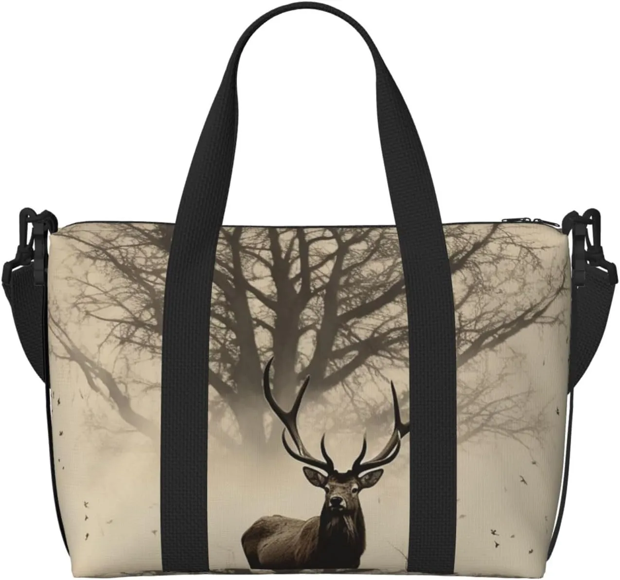 Sports Gym Bag for Women Men Travel Duffel Bag Tote Weekender Bag Carry on Overnight Bag for Travel Swimming Fitness Workout Sports Abstract Tree Elk Picture Duffle Bag