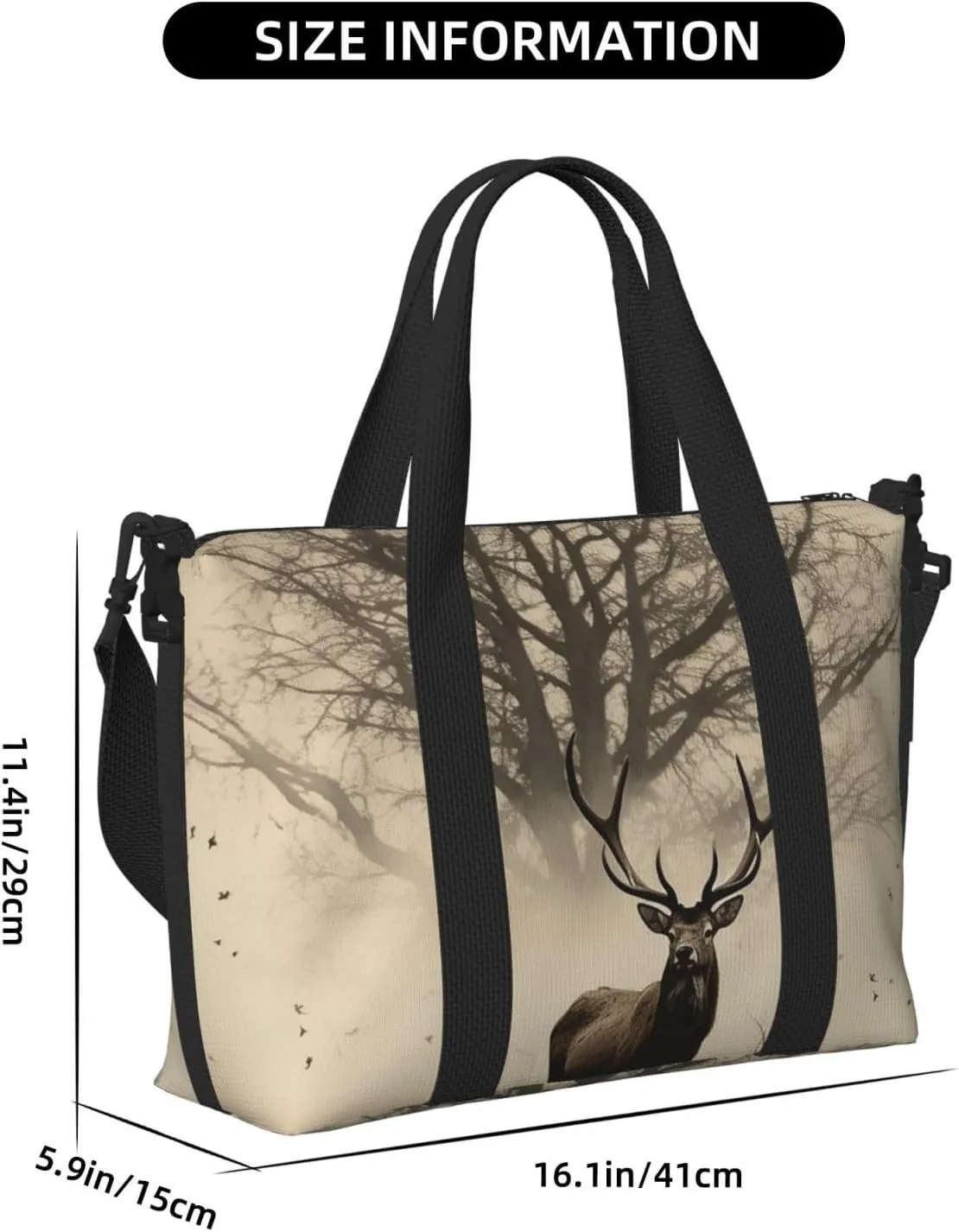 Sports Gym Bag for Women Men Travel Duffel Bag Tote Weekender Bag Carry on Overnight Bag for Travel Swimming Fitness Workout Sports Abstract Tree Elk Picture Duffle Bag