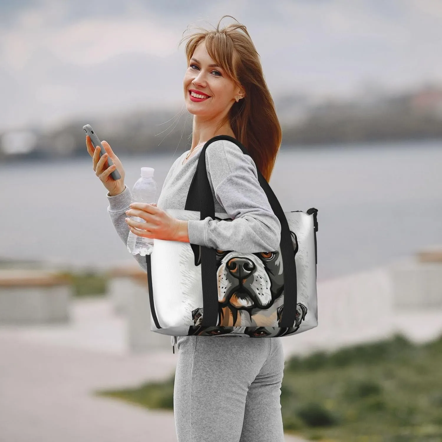 Sports Gym Bag for Women Men Travel Duffel Bag Tote Weekender Bag Carry on Overnight Bag for Travel Swimming Fitness Workout Sports American Bulldog Head Duffle Bag