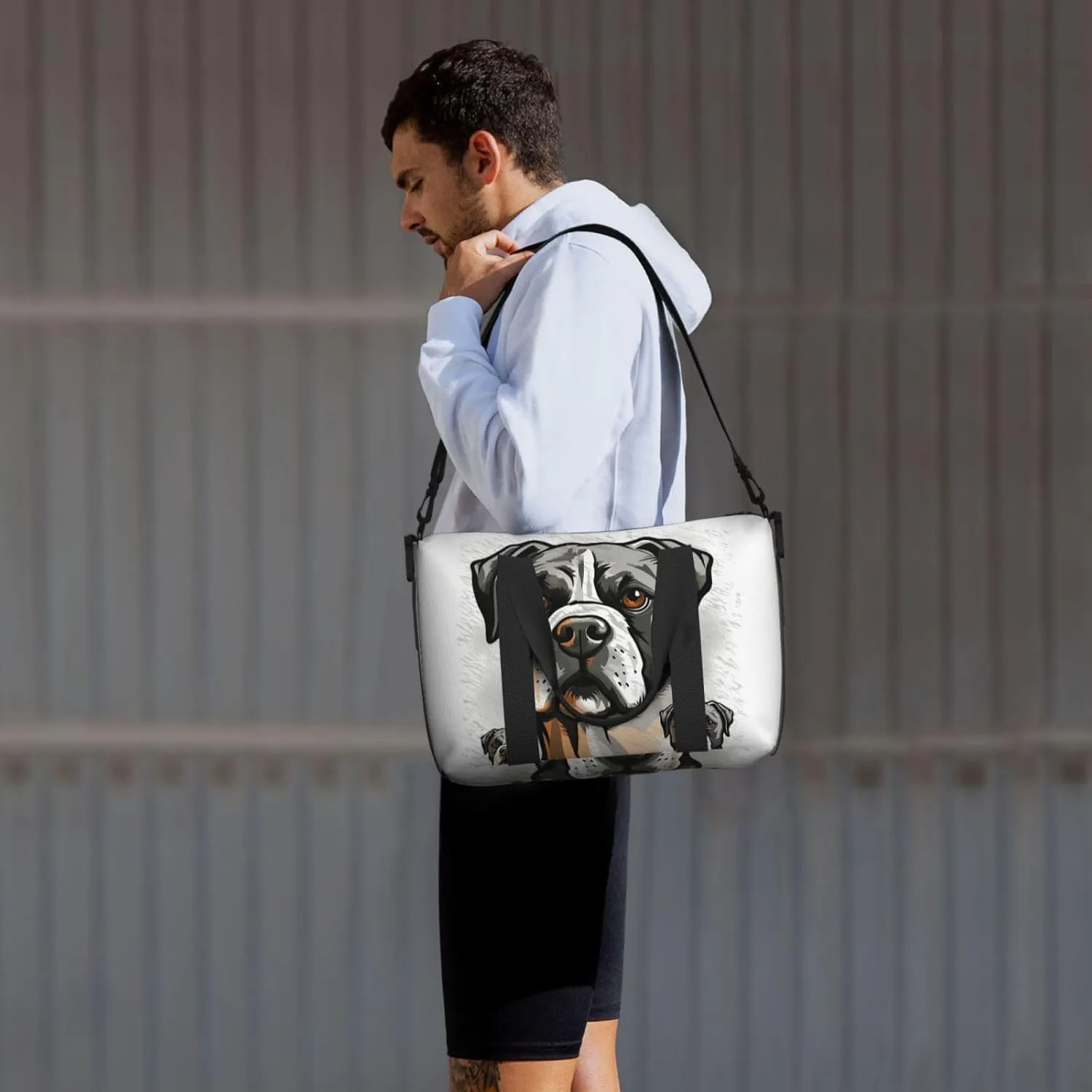 Sports Gym Bag for Women Men Travel Duffel Bag Tote Weekender Bag Carry on Overnight Bag for Travel Swimming Fitness Workout Sports American Bulldog Head Duffle Bag