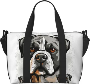 Sports Gym Bag for Women Men Travel Duffel Bag Tote Weekender Bag Carry on Overnight Bag for Travel Swimming Fitness Workout Sports American Bulldog Head Duffle Bag