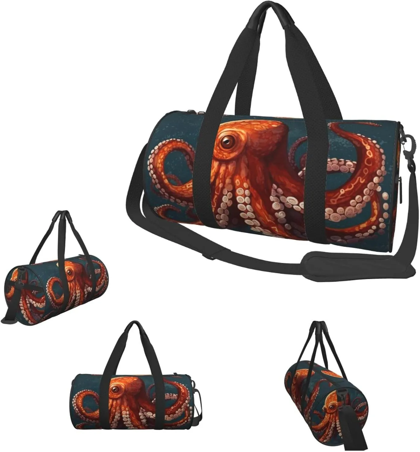 Sports Gym Bag for Women Men Travel Duffel Bag Tote Weekender Bag Carry on Overnight Bag for Travel Swimming Fitness Workout Sports Animal Octopus Duffle Bag
