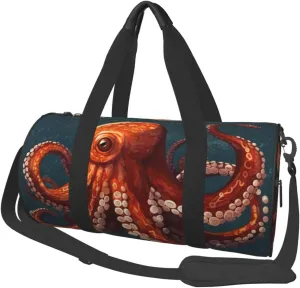 Sports Gym Bag for Women Men Travel Duffel Bag Tote Weekender Bag Carry on Overnight Bag for Travel Swimming Fitness Workout Sports Animal Octopus Duffle Bag