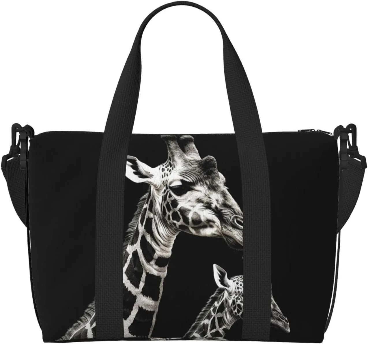 Sports Gym Bag for Women Men Travel Duffel Bag Tote Weekender Bag Carry on Overnight Bag for Travel Swimming Fitness Workout Sports Black Giraffe Duffle Bag