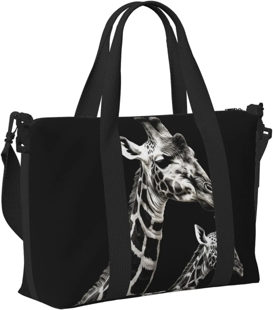 Sports Gym Bag for Women Men Travel Duffel Bag Tote Weekender Bag Carry on Overnight Bag for Travel Swimming Fitness Workout Sports Black Giraffe Duffle Bag