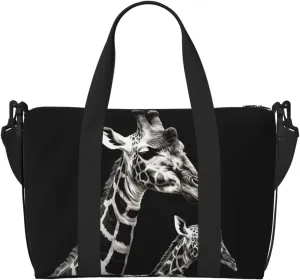 Sports Gym Bag for Women Men Travel Duffel Bag Tote Weekender Bag Carry on Overnight Bag for Travel Swimming Fitness Workout Sports Black Giraffe Duffle Bag