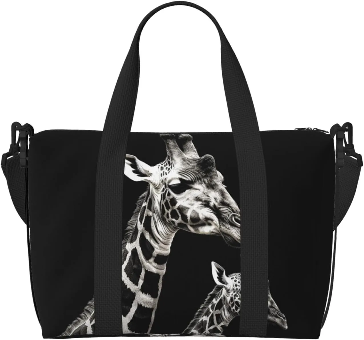 Sports Gym Bag for Women Men Travel Duffel Bag Tote Weekender Bag Carry on Overnight Bag for Travel Swimming Fitness Workout Sports Black Giraffe Duffle Bag