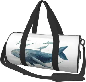 Sports Gym Bag for Women Men Travel Duffel Bag Tote Weekender Bag Carry on Overnight Bag for Travel Swimming Fitness Workout Sports Blue Whale Duffle Bag